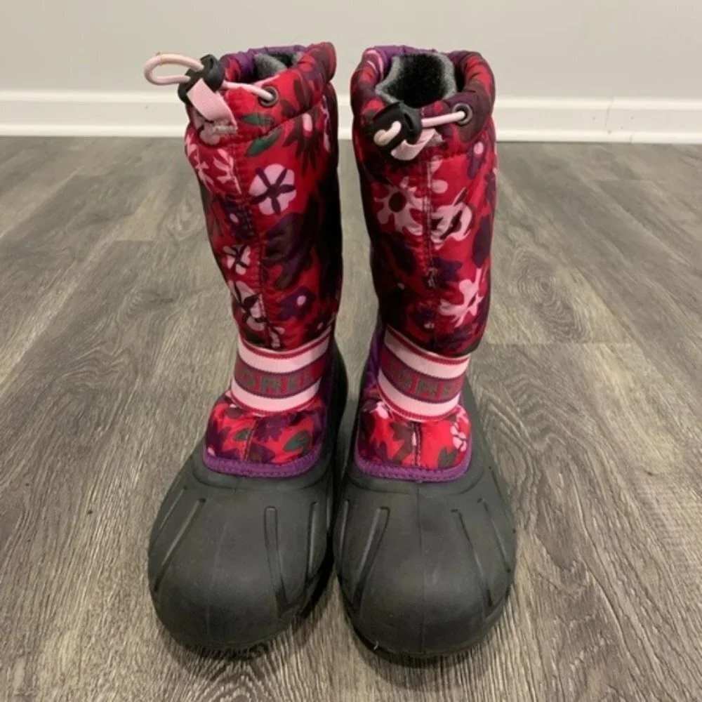 Sorel Cub Purple Pink Floral Insulated Snow Boots